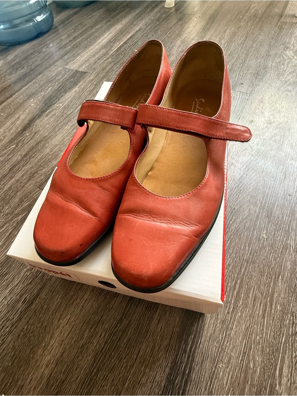 Sudini Red Mary Jane Flats with Strap